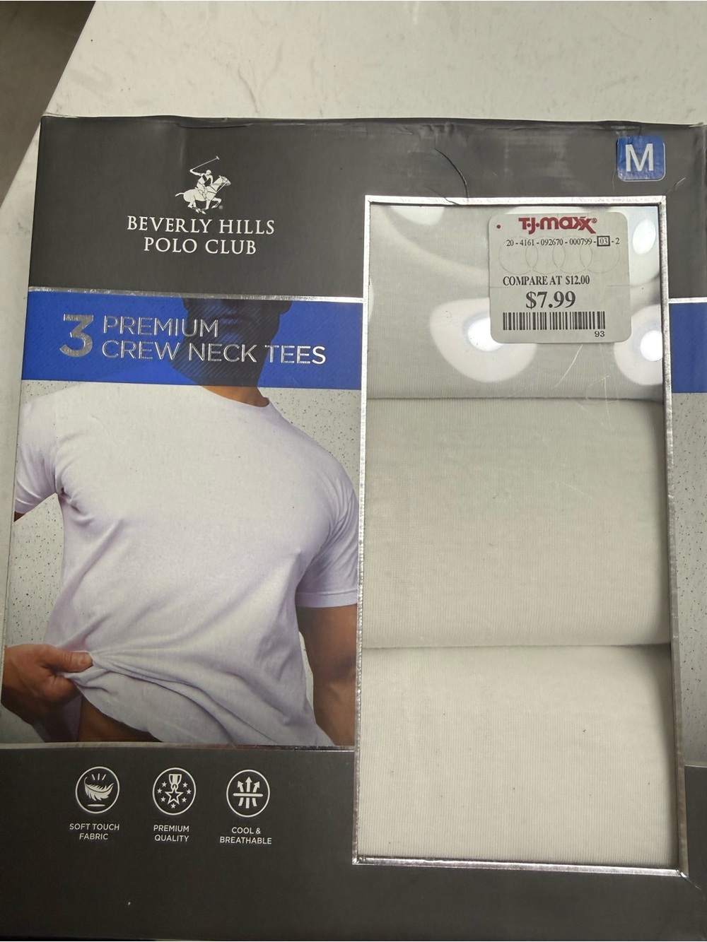Beverly Hills Polo Club Men’s White 3-Pack Crew Neck Tees